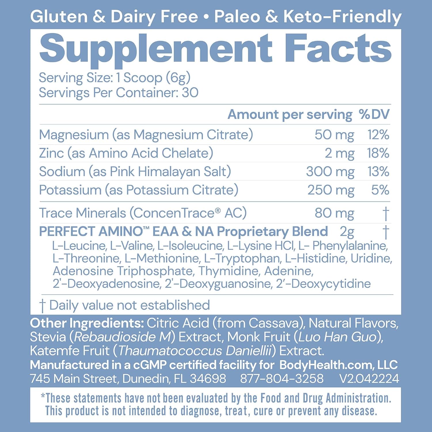 bodyhealth perfectamino electrolyte powder no sugar, hydration fasting keto zero sugar electrolytes drink mix with trace minerals lemon lime 30 servings bodyhealth perfectamino electrolyte powder no sugar, hydration fasting keto zero sugar electrolytes drink mix with trace minerals lemon lime 30 servings
