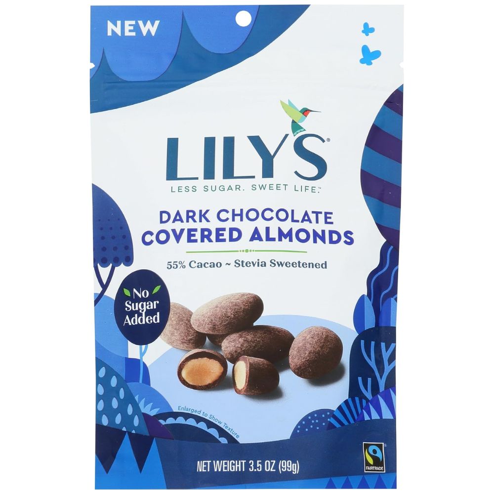 lily's sweets, dark chocolate covered almonds, 3.5 ounce lily's sweets, dark chocolate covered almonds, 3.5 ounce