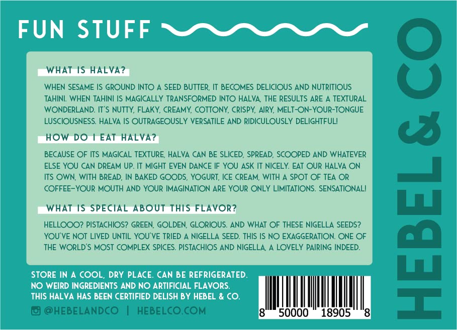 hebel & co pistachio nigella halva 8 oz | certified usda organic, gluten free, kosher & vegan hebel & co pistachio nigella halva 8 oz | certified usda organic, gluten free, kosher & vegan