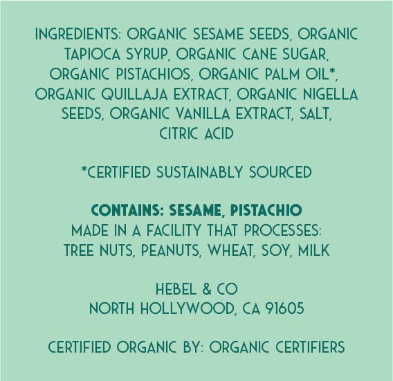 hebel & co pistachio nigella halva 8 oz | certified usda organic, gluten free, kosher & vegan hebel & co pistachio nigella halva 8 oz | certified usda organic, gluten free, kosher & vegan
