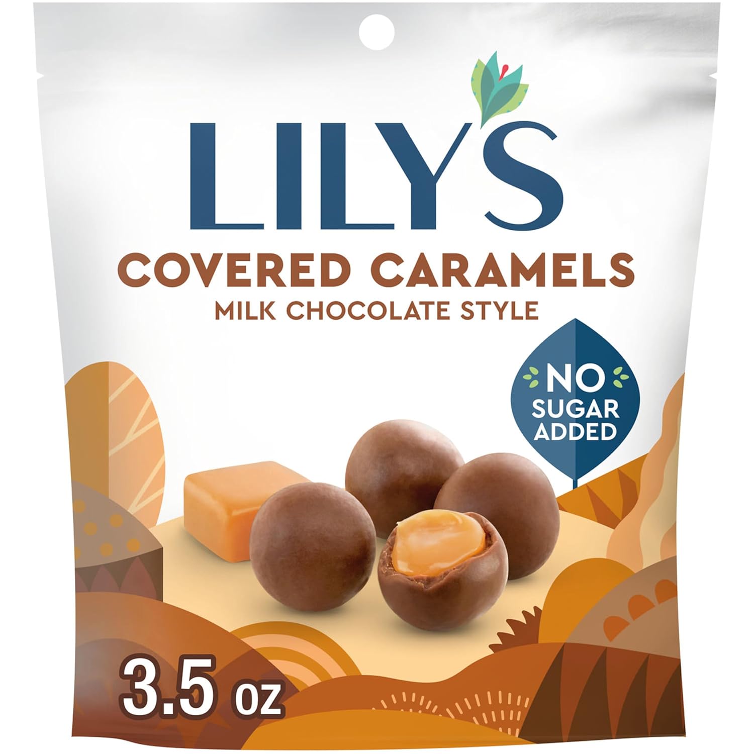 lily's milk chocolate style no sugar added, covered caramels bag, 3.5 oz lily's milk chocolate style no sugar added, covered caramels bag, 3.5 oz