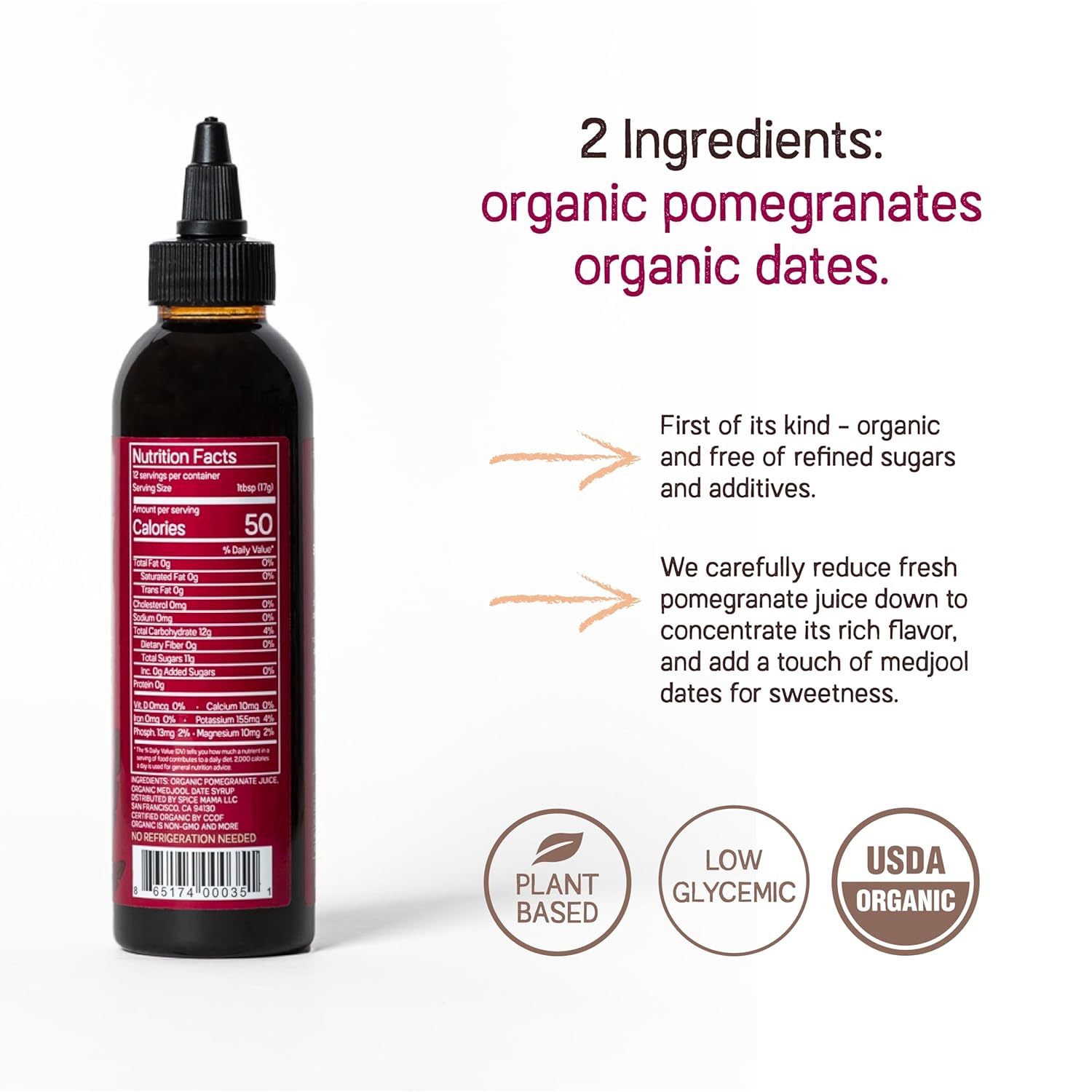 just date: organic pomegranate syrup / 100% natural / organic pomegranate molasses / healthy alternative for sugar, honey or maple / low glycemic index & packed with nutrition / 8.8 oz squeeze bottle just date: organic pomegranate syrup / 100% natural / organic pomegranate molasses / healthy alternative for sugar, honey or maple / low glycemic index & packed with nutrition / 8.8 oz squeeze bottle