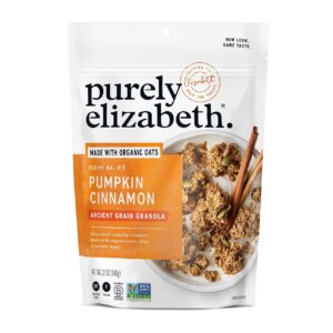 purely elizabeth ancient grain granola, made with organic oats, pumpkin cinnamon, vegan friendly, gluten free & non gmo, 12 ounce (pack of 6)