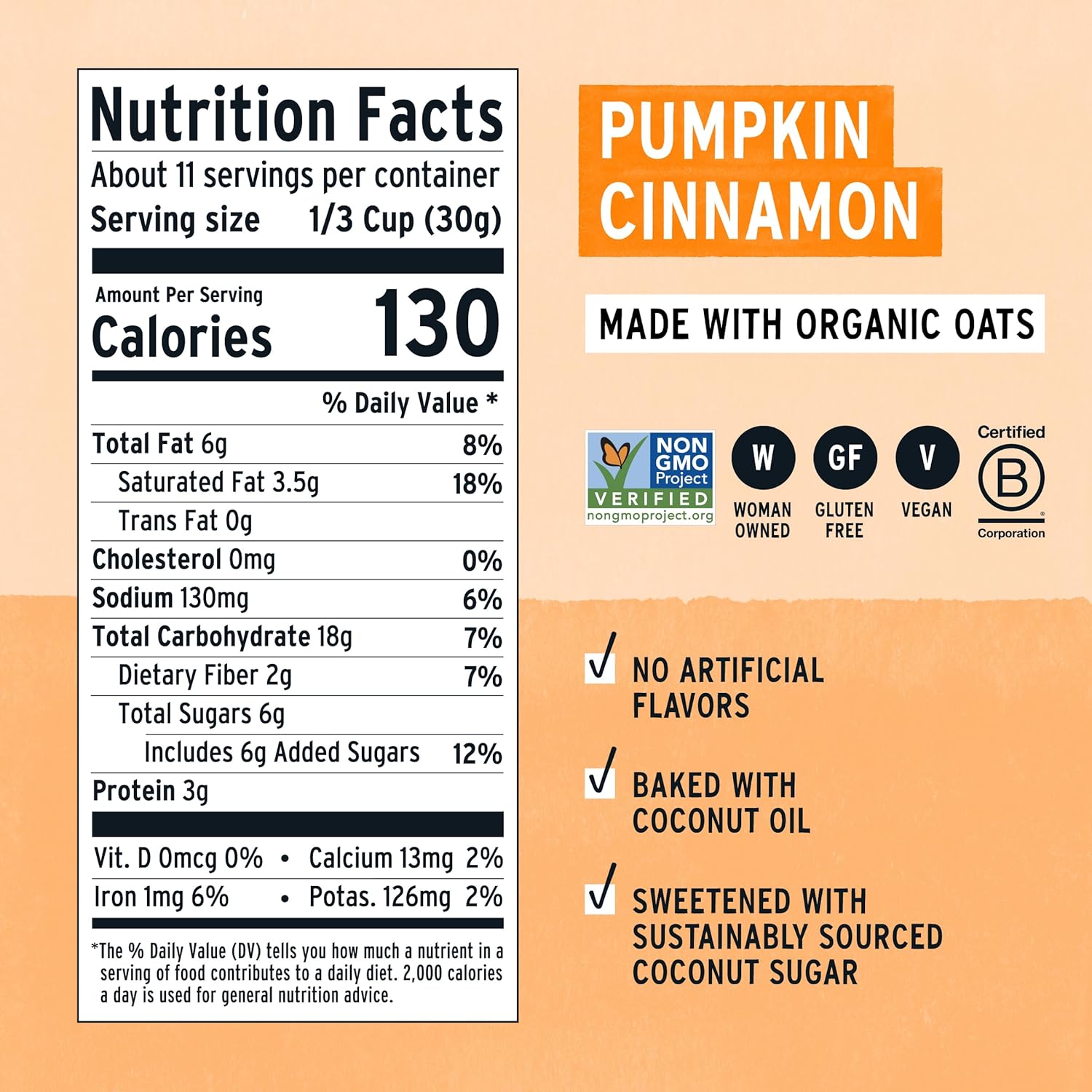 purely elizabeth ancient grain granola, made with organic oats, pumpkin cinnamon, vegan friendly, gluten free & non gmo, 12 ounce (pack of 6) purely elizabeth ancient grain granola, made with organic oats, pumpkin cinnamon, vegan friendly, gluten free & non gmo, 12 ounce (pack of 6)