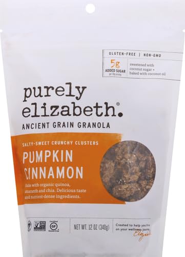 purely elizabeth ancient grain granola, made with organic oats, pumpkin cinnamon, vegan friendly, gluten free & non gmo, 12 ounce (pack of 6) purely elizabeth ancient grain granola, made with organic oats, pumpkin cinnamon, vegan friendly, gluten free & non gmo, 12 ounce (pack of 6)