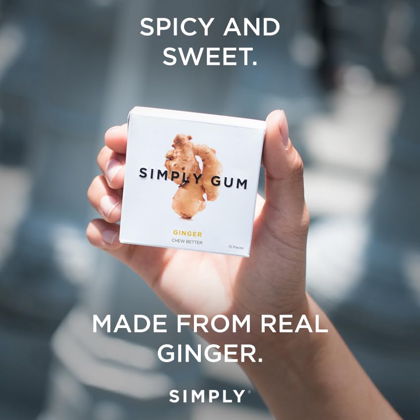 simply gum ginger, plastic free natural chewing gum, pack of one (15 pieces total) | vegan, kosher, non gmo, aspartame free and sorbitol free simply gum ginger, plastic free natural chewing gum, pack of one (15 pieces total) | vegan, kosher, non gmo, aspartame free and sorbitol free