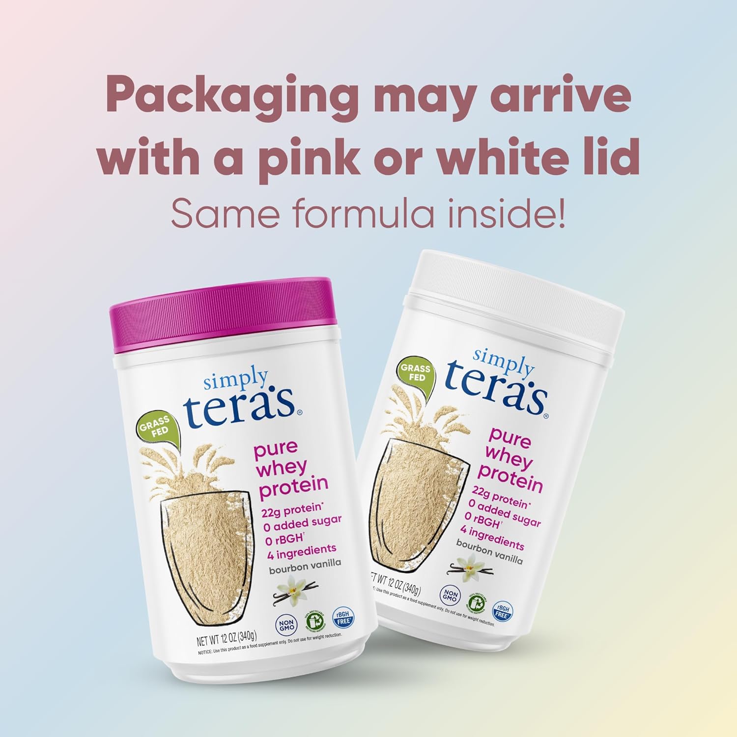 simply tera's pure whey protein powder grass fed vanilla whey protein powder, clean, made without artificial sweeteners, non gmo, kosher, rbgh free, soy free 24 oz simply tera's pure whey protein powder grass fed vanilla whey protein powder, clean, made without artificial sweeteners, non gmo, kosher, rbgh free, soy free 24 oz