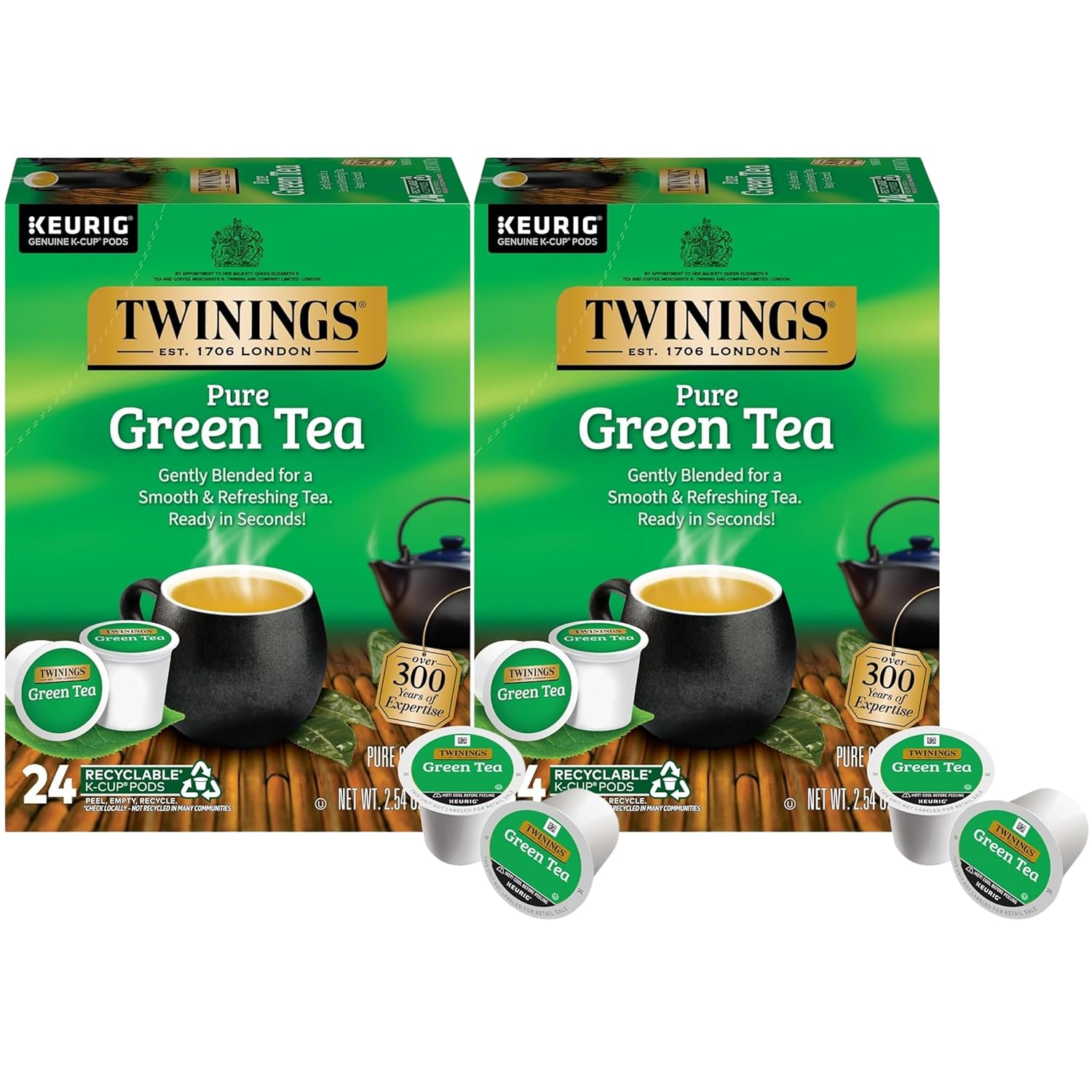 twinings pure green tea k cup pods for keurig, 24 count (pack of 2), smooth flavour, enticing aroma, caffeinated, enjoy hot or iced twinings pure green tea k cup pods for keurig, 24 count (pack of 2), smooth flavour, enticing aroma, caffeinated, enjoy hot or iced