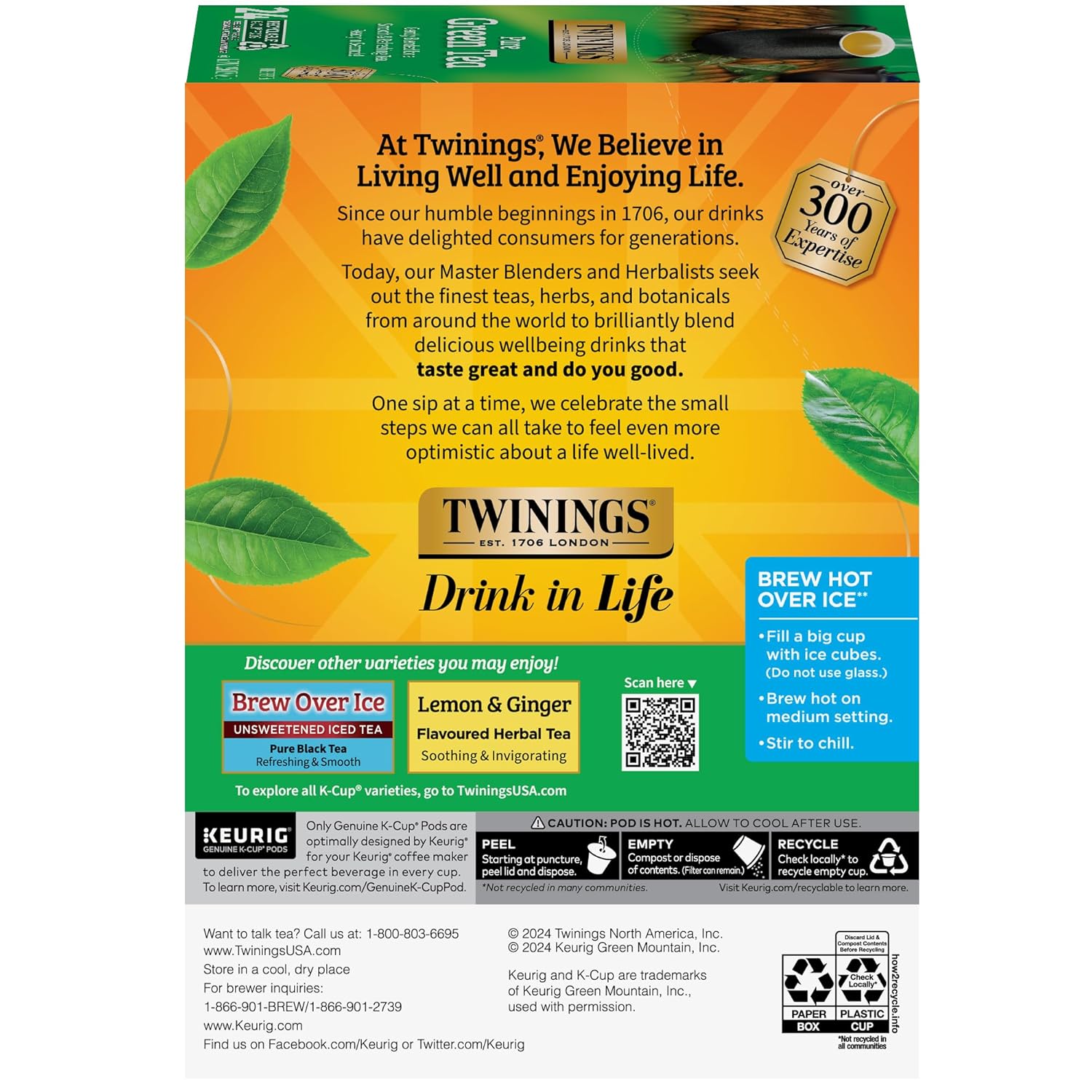 twinings pure green tea k cup pods for keurig, 24 count (pack of 2), smooth flavour, enticing aroma, caffeinated, enjoy hot or iced twinings pure green tea k cup pods for keurig, 24 count (pack of 2), smooth flavour, enticing aroma, caffeinated, enjoy hot or iced
